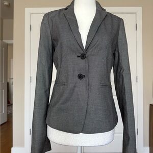 Ann Taylor Gray Two-Button Tailored Blazer